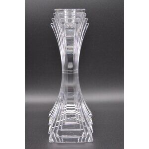 Mikasa Crystal City Lights Art Deco Candle Holder 10" Tall Square Base